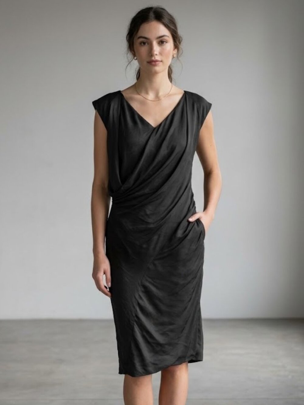 AllSaints Japanese Cloth Gray Sleeveless Midi Dress Women’s Size US 6 / UK 10